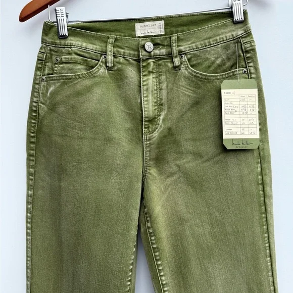 Nicole Miller Artelier Green Flare Jeans Size 27 - Picture 4 of 11